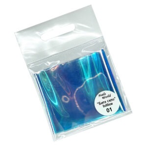 NAILS WORLD Фольга “Бите скло”, 01 Bright Blue 5х50см