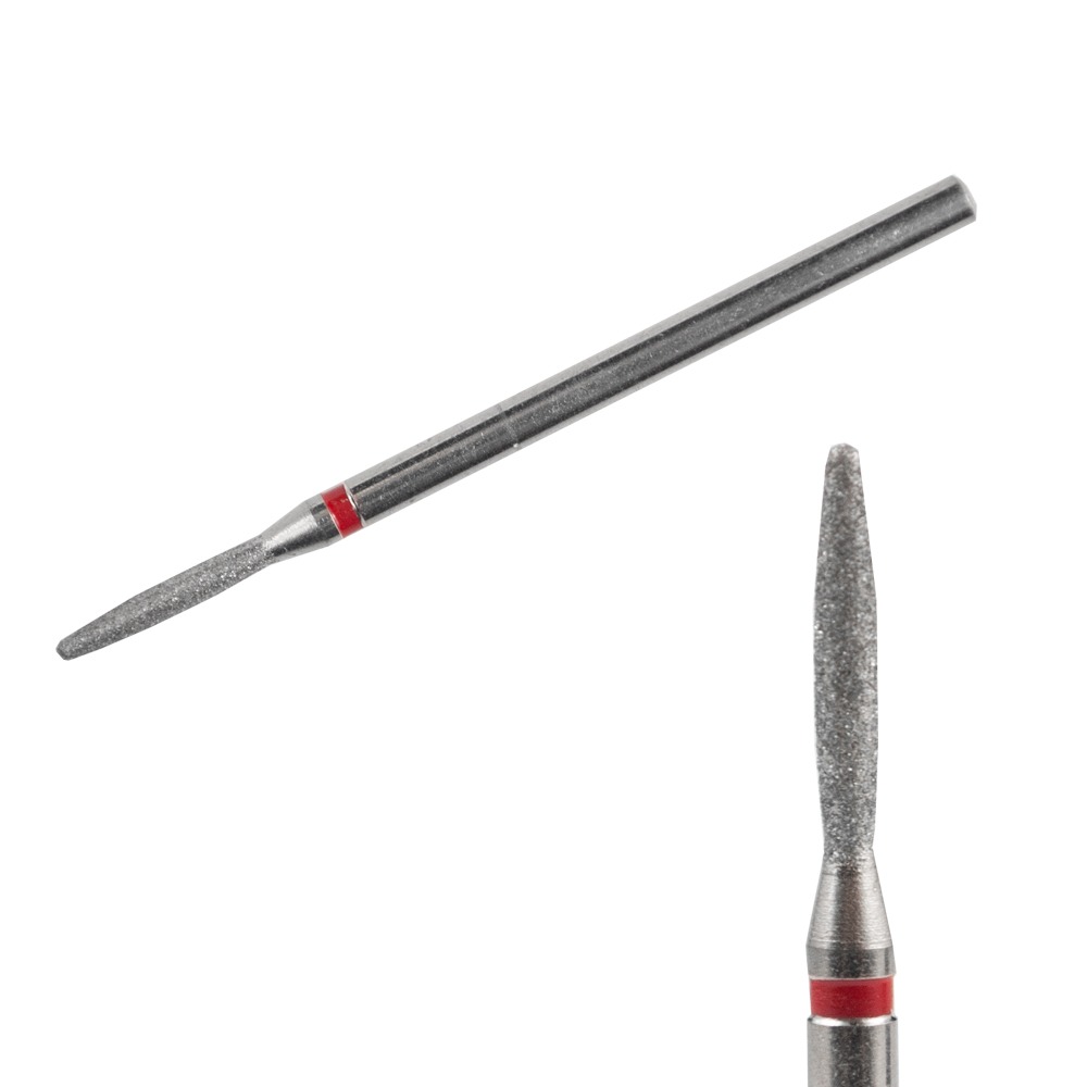 KIMI Фреза алмазна полум'я закруг, діаметр 1.8 мм, довжина 10 мм, червона