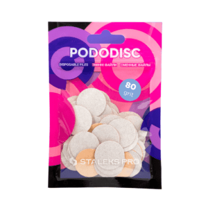 STALEKS Pododisc Змінні файли для педикюрного диску M, 20 мм, 80 гріт, білі, набір 50 шт