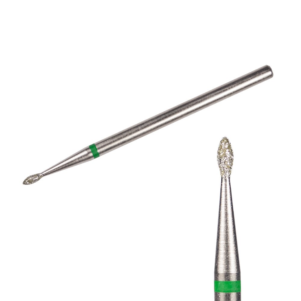KIMI Фреза алмазна полум'я діаметр 1,4 мм довжина 3 мм зелена